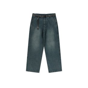 Belted corduroy denim pants (light blue)