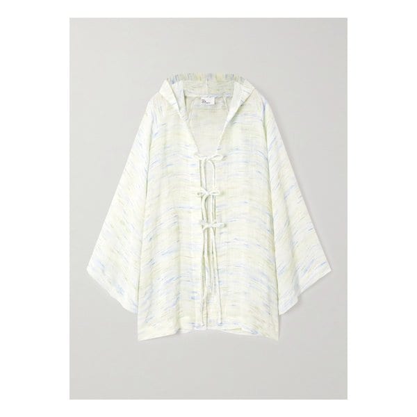 후드 스트라이프 리넨 혼방 거즈 판초 크림 46376663162860766