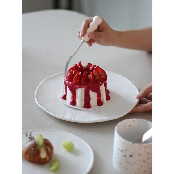 화이트 블랑 도트 디자인 접시 플레이트(L) 25cm