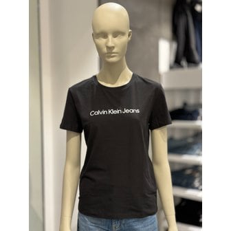 Calvin Klein Jeans [여주점] CKJ 캘빈클라인진 여성 기본로고 슬림핏 반팔 티셔츠(J213892-BEH)