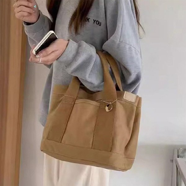 [옷자락] 여성 캠퍼스 심플 멀티포켓 캔버스 미니 토트백