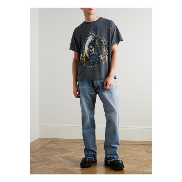 빅 리퍼 글리터 프린트 코튼 저지 티셔츠 46376663162903282