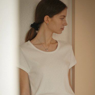노운베러 Floral eyelet romantic T-shirt_White