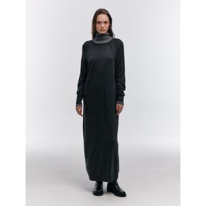 SILK WOOL BLEND SEAMLESS KNIT LONG DRESS