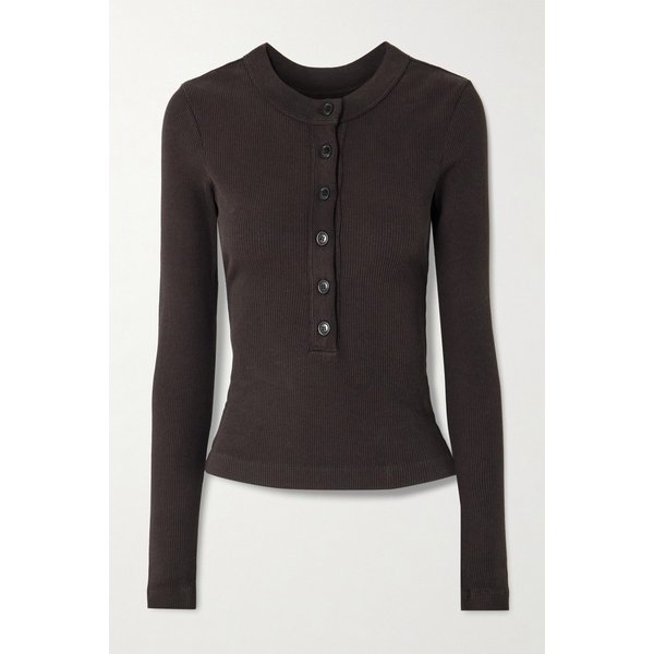 바라 리브 스트레치 코튼 라이오셀 블렌드 헨리넥 탑 46376663163025411