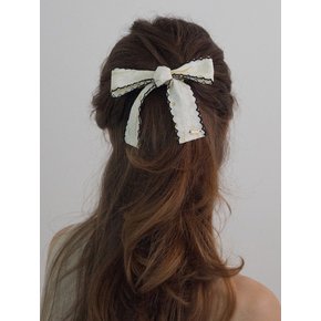 Flower lace ribbon bow hairpin (Ivory)