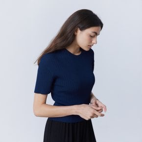 Comfort Blend Ribbed Knit Top Navy