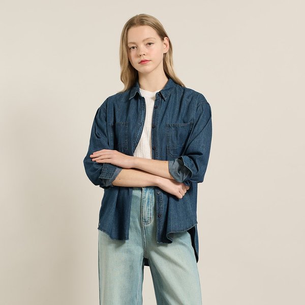 [여주점] 올앤선드리 포켓 데님 블라우스 A5F8B456