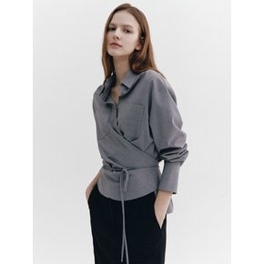 String-up Wrap Shirts MELANGE GRAY