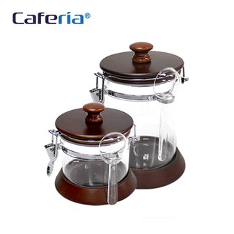 코맥 Caferia 나무/아크릴 밀폐용기 500ml+750ml (CA1-CA2) [커피통/보관용기/커피용품]