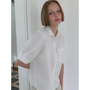 ouie381 cotton pocket half shirts (white)