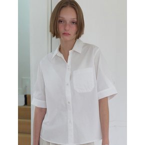 ouie381 cotton pocket half shirts (white)