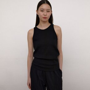 Rib Knit Sleeveless Top (Black)