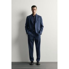 ZARA 자라 LINENWOOL 레귤러 핏 수트 블레이저 자켓 블루 6570635400 6570635 1274422
