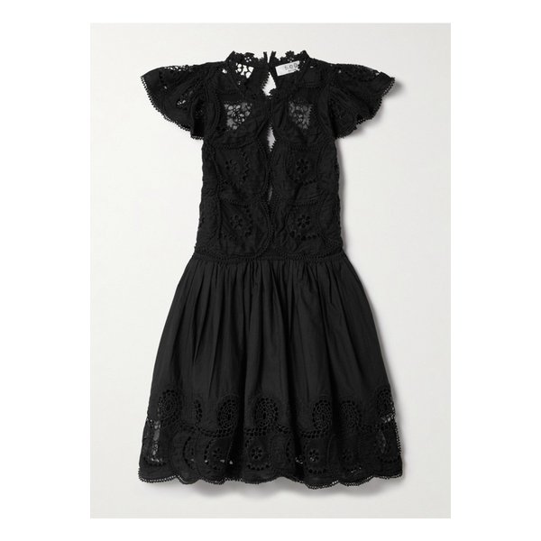 드레아 스캘럽 브로드리 앙글레즈 트리밍 코튼 포플린 미니 드레스 1647597343649703