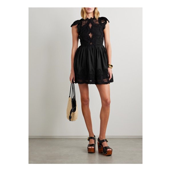 드레아 스캘럽 브로드리 앙글레즈 트리밍 코튼 포플린 미니 드레스 1647597343649703