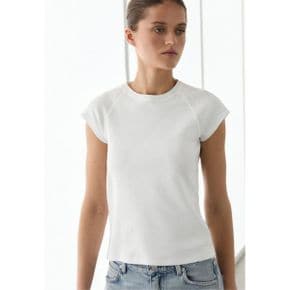 Massimo Dutti 마시모 두띠 100% 면 반소매 래글런 티셔츠 - 기본 흰색 8064349
