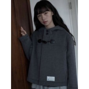 Crop Hood Wool Duffle Coat [MELANGE GREY]