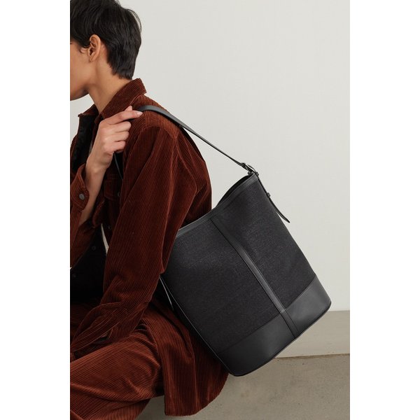 헌팅시즌 가죽 트리밍 라피아 숄더 백 블랙 1647597317029133