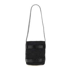 [해외배송] 마네비 숄더백 L9.8CT_RAFFIA&LEATHERBLACK&BLACK