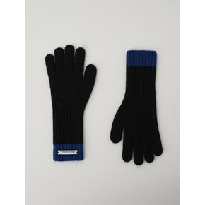 Two Tone Finger Hole Knit Glove (Black)