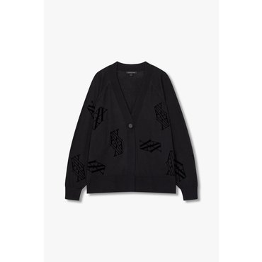 ARMANI EXCHANGE 여성 플록 로고 래글런 가디건( A424332500)블랙