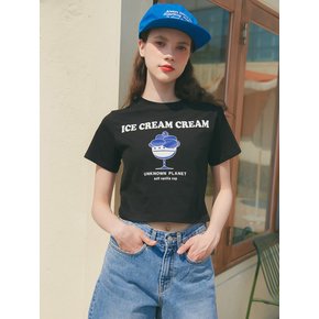 UP-261 아이스크림 크롭티 블랙 . ICE CREAM CROP TEE BLACK