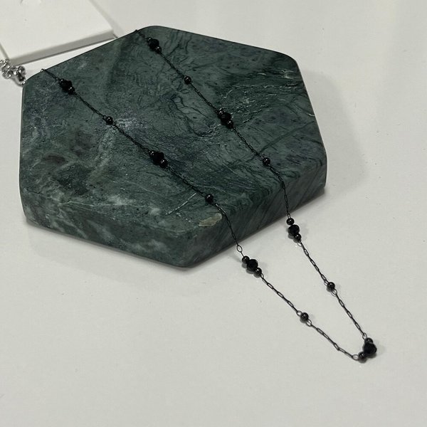 [옷자락] 여자 써지컬스틸 블랙 큐빅 체인 시크 포인트 목걸이