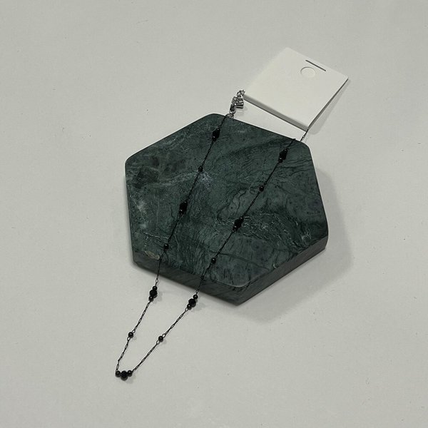 [옷자락] 여자 써지컬스틸 블랙 큐빅 체인 시크 포인트 목걸이