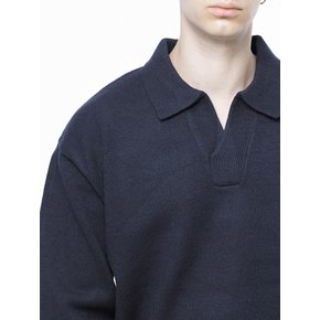 Dense Modal Open-collar Kint - Navy /M243TP08NY