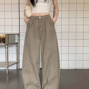 보니제이 / 밴딩 핀턱 하이웨스트 와이드 카고 팬츠 캐주얼 코튼