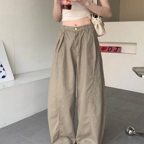 보니제이 / 밴딩 핀턱 하이웨스트 와이드 카고 팬츠 캐주얼 코튼