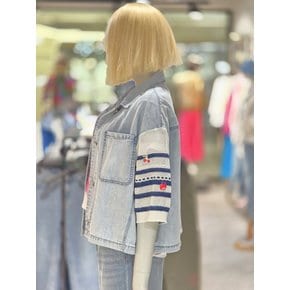 [파주점] 니트 소매 데님 블라우스 BABLA2531