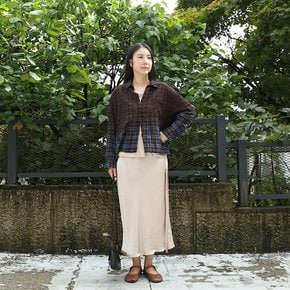 209476 hand-gradation washed vintage check shirts (blue+brown)