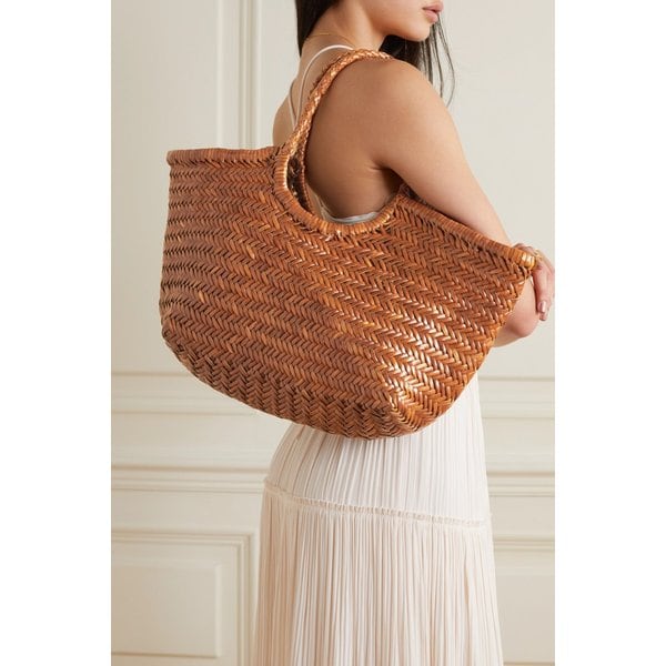 난투켓 라지 우븐 가죽 토트 탠 브라운 43769801095326638