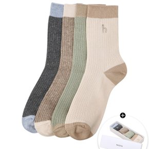 여성 캐주얼 중목양말 4종 세트 HISS6F231G1