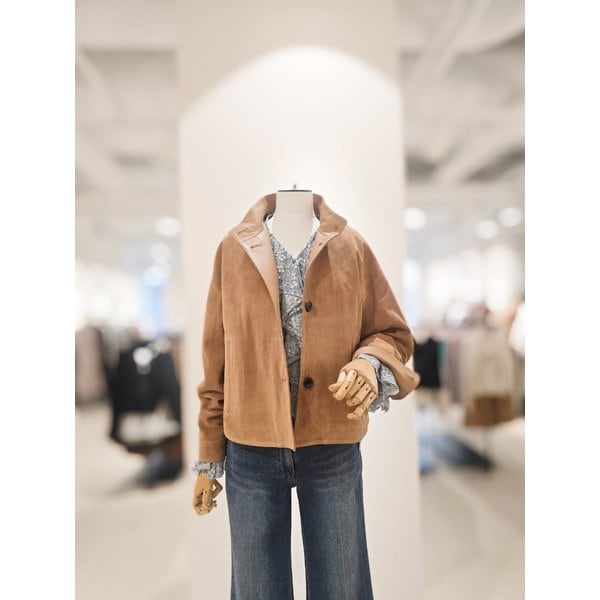 [파주점] [더아이잗컬렉션]양가죽 스웨이드 밴디드 점퍼 CSRBLT061