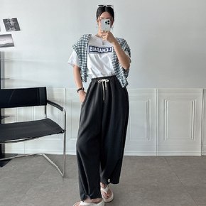 단추 면 배기바지 면 빅사이즈 여성 봄 팬츠 몸빼 트레이닝 여자 추리닝 하원룩