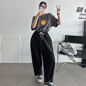 단추 면 배기바지 면 빅사이즈 여성 봄 팬츠 몸빼 트레이닝 여자 추리닝 하원룩