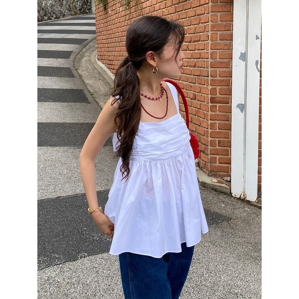 [리퍼브] G Soft Shirring Back Tie Sleeveless_2colors