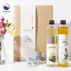 국산 냉압착 생들기름 다시마식초 300ml 2병 선물세트  농부플러스