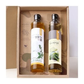 국산 냉압착 생들기름 다시마식초 300ml 2병 선물세트  농부플러스