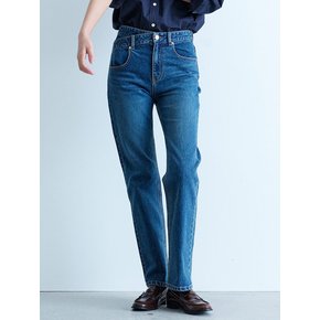 Double Waist Lean Straight Denim Pants  Blue (KE4821M55P)