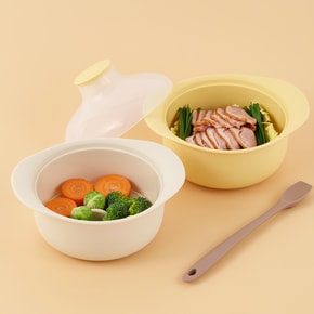 이중 스팀 멀티 이유식 촉촉 찜기 + 칸막이 +찜발이 3종세트 버터옐로우