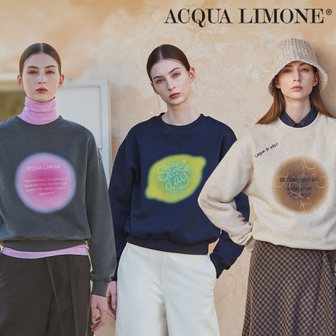 신세계라이브쇼핑 (런칭한정! 레몬볼 증정) 25FW 아쿠아 리모네 클라우드 아트웍 기모 스웻셔츠 2종 여성