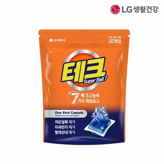 테크 LG생활건강 테크 수퍼볼 캡슐세제 1챔버 리필 30입*1개