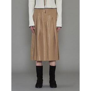 CUTTING PLEATS SKIRT_BEIGE