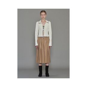 CUTTING PLEATS SKIRT_BEIGE