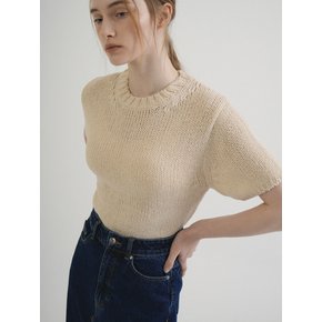 Basic Round Half Knit (Cream_beige)