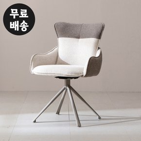 루카 패브릭 회전의자 식탁 체어 긴 등받이 편안한 CHAIR 모던 카페(라이트그레이)